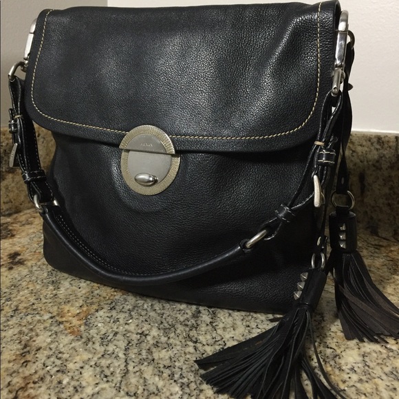 Prada Handbags - 💯AUTH PRADA Flap Tassel Blck Leather Shoulder Bag